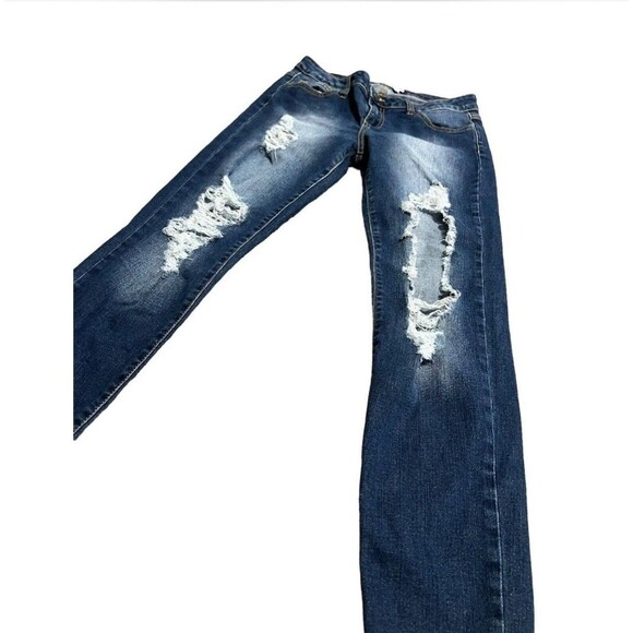 Cello Jeans Women's Denim Junior Size 7 Distressed Skinny Dark Wash - Picture 2 of 4